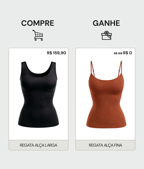 Compre Regata Modeladora (Alça Larga) Ganhe Regata Modeladora (Alça Fina) - Exclusivo