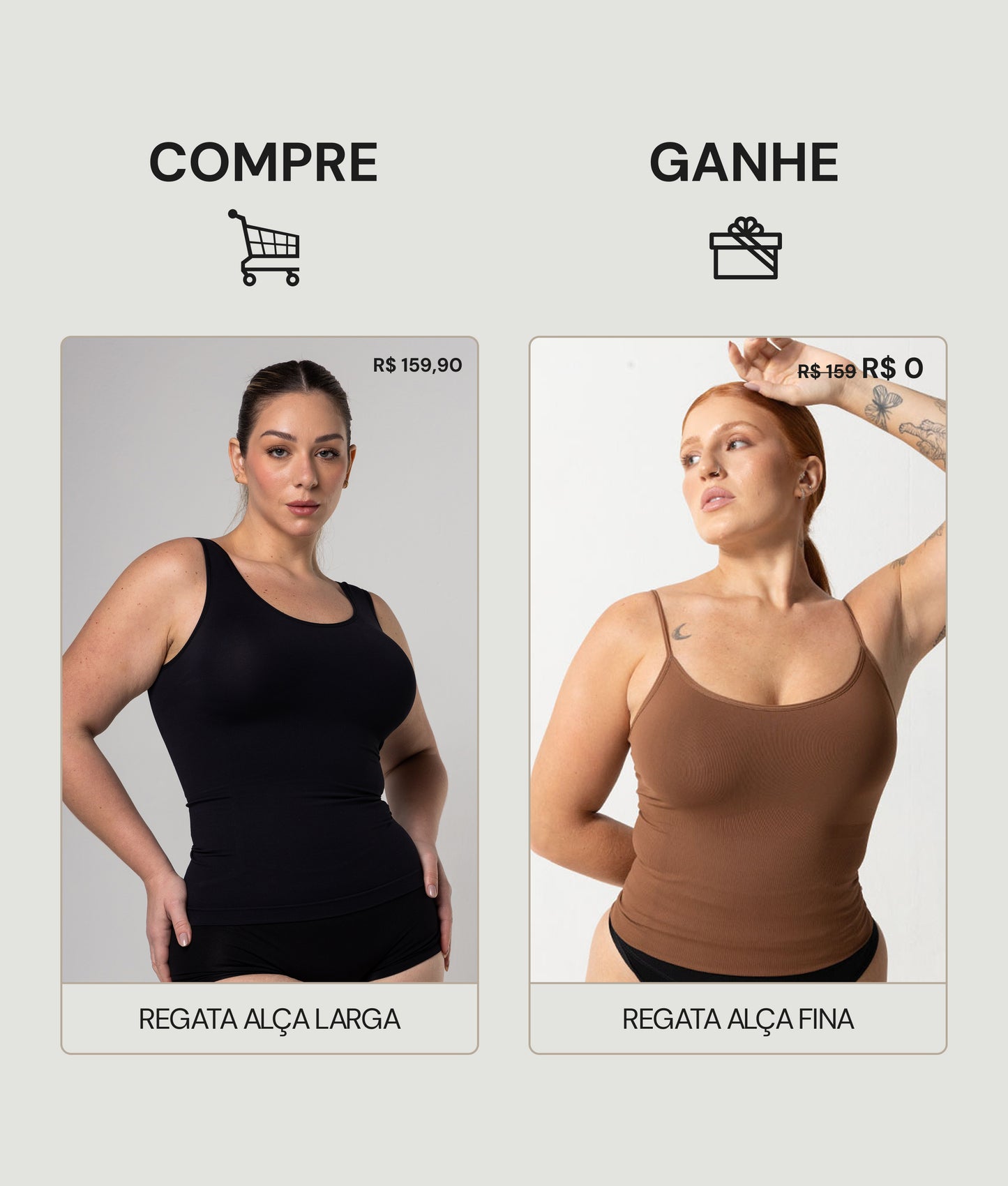 Compre Regata Modeladora (Alça Larga) Ganhe Regata Modeladora (Alça Fina) - Exclusivo