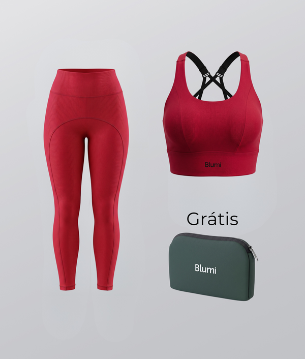 Kit - LipLegging + Top de Alta Sustentação - Cereja - Limpa Estoque