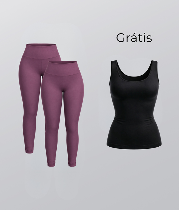 Kit 2 Leggings Anticelulites + Regata Grátis - Limpa Estoque