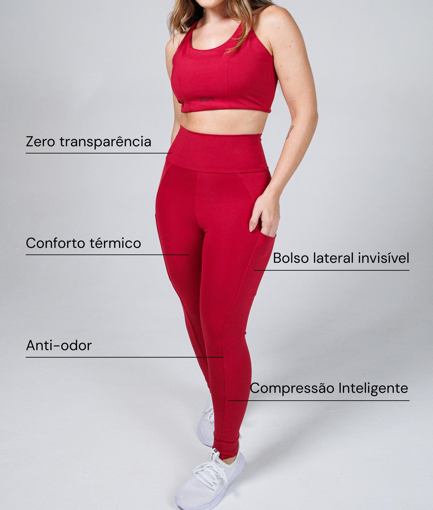 Kit - LipLegging + Top de Alta Sustentação - Cereja - Limpa Estoque