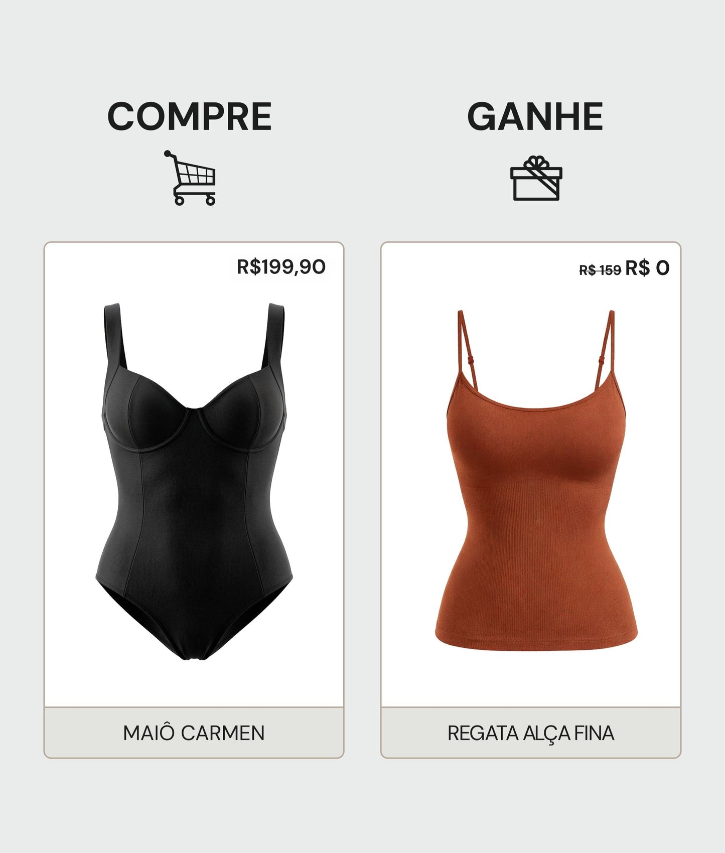 Compre Maiô Modelador Ganhe Regata Modeladora (Alça Fina) - Exclusivo