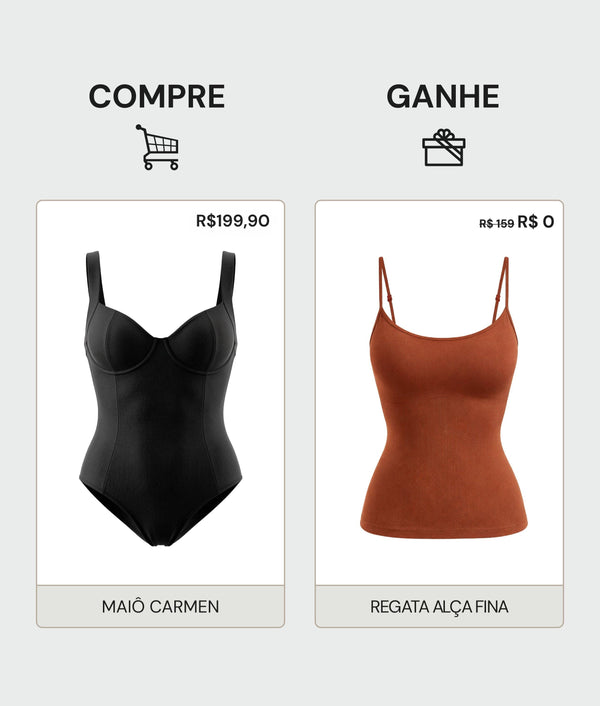 Compre Maiô Modelador Ganhe Regata Modeladora (Alça Fina) - Exclusivo