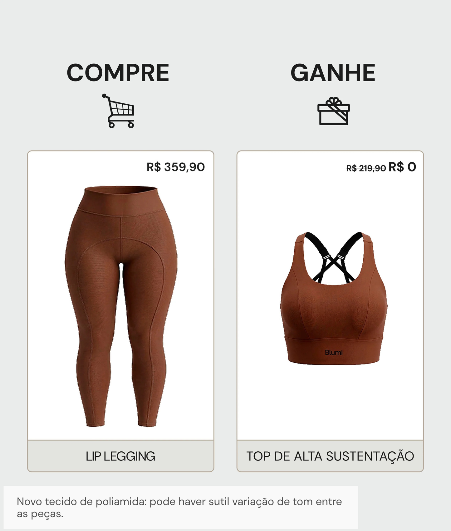 Compre LipLegging Ganhe Top de Alta Sustentação - Exclusivo