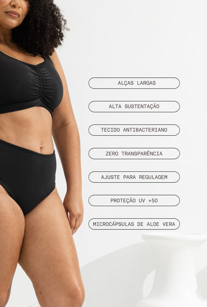 Top Biquíni de Alta Sustentação Preto – benefícios